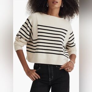 Madewell Black and Cream Striped Sweater